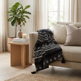 Blue and White Woven Cotton Striped Throw Blanket