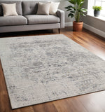 5' X 8' Beige Oriental Distressed Stain Resistant Area Rug
