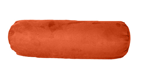 8" X 20" Burnt Orange Bolster Microsuede Bolster Throw Pillow