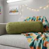 8" X 20" Moss Green Bolster Microsuede Throw Pillow