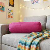 8" X 20" Fuchsia Microsuede Bolster Throw Pillow