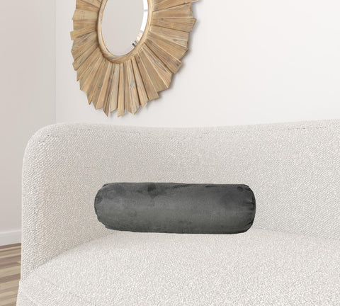 8" X 20" Gray Bolster Microsuede Throw Pillow