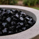 Black Round Reflective Fire Pit Glass
