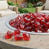 Red Round Reflective Fire Pit Glass