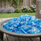 Turquoise Round Reflective Fire Pit Glass