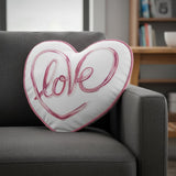 16" X 15" Rose and White Heart Love Valentines Day Heart Throw Pillow with Embroidery