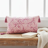 13" X 20" Pink Throw Pillow with Tassels