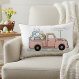 13" X 20" Pink and White Easter Egg Hunt Throw Pillow