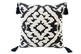 17" Black and White Throw Pillow with Tassels