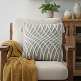 17" Gray and White Throw Pillow with Tassels