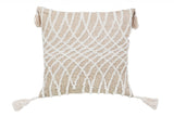 17" Taupe and White Throw Pillow with Tassels