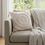 18" Peach and White Throw Pillow with Tassels