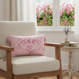 13" X 20" Pink and White Throw Pillow with Tassels