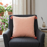 17" X 17" Coral And White Damask Zippered Polyester Throw Pillow With Tassels