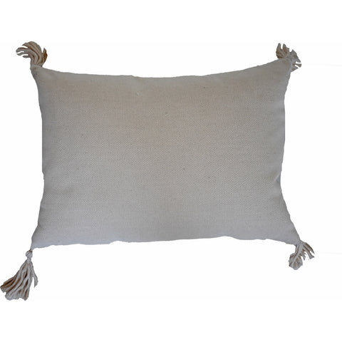 13" X 18" Beige Throw Pillow with Tassels