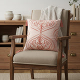 17" X 17" Coral Damask Zippered Polyester Throw Pillow With Tassels