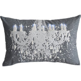 13" X 20" Gray and White Throw Pillow