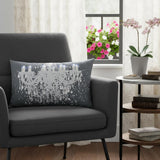 13" X 20" Gray and White Throw Pillow