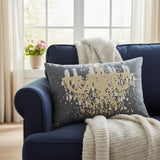 13" X 20" Gray and White Throw Pillow
