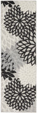 8' Black And White Indoor Outdoor Runner Rug