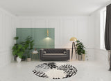 8' X 8' Black And White Indoor Outdoor Area Rug