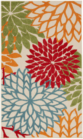 3' X 5' Green And Ivory Indoor Outdoor Area Rug