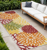 8' Red And Ivory Indoor Outdoor Runner Rug