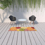 8' Red And Ivory Indoor Outdoor Runner Rug