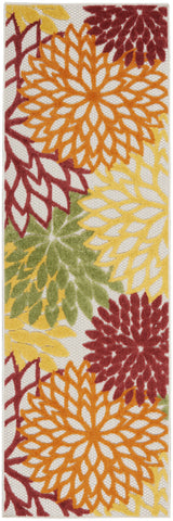 8' Red And Ivory Indoor Outdoor Runner Rug