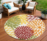 8' X 8' Red And Ivory Indoor Outdoor Area Rug