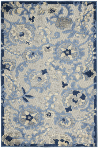 3' X 4' Blue And Gray Indoor Outdoor Area Rug