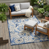 4' X 6' Blue And Gray Indoor Outdoor Area Rug