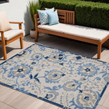 5' X 7' Blue And Gray Indoor Outdoor Area Rug