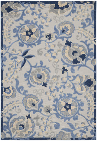 6' X 9' Blue And Gray Indoor Outdoor Area Rug