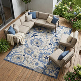 6' X 9' Blue And Gray Indoor Outdoor Area Rug