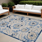 6' X 9' Blue And Gray Indoor Outdoor Area Rug