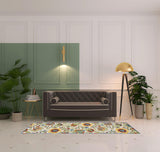 8' Green And Ivory Indoor Outdoor Runner Rug