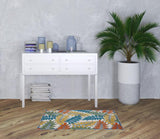 3' X 4' Ivory And Blue Indoor Outdoor Area Rug