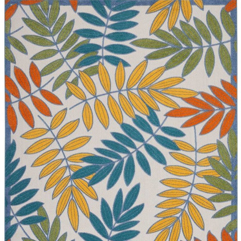7' X 10' Ivory And Blue Indoor Outdoor Area Rug