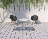 6' Ivory And Blue Indoor Outdoor Runner Rug