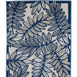 10' Ivory And Blue Indoor Outdoor Runner Rug