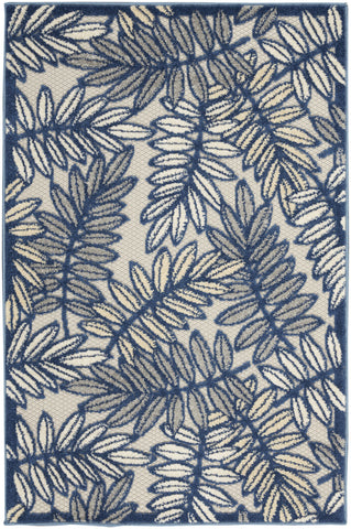 3' X 4' Ivory And Blue Indoor Outdoor Area Rug