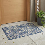 3' X 4' Ivory And Blue Indoor Outdoor Area Rug