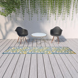 12' Ivory And Blue Indoor Outdoor Area Rug