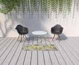 6' Blue And Yellow Indoor Outdoor Runner Rug