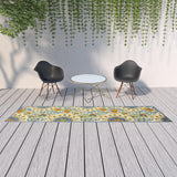 12' Blue And Yellow Indoor Outdoor Runner Rug