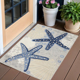 3' X 4' Blue And Gray Indoor Outdoor Area Rug