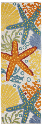 6' Blue And Yellow Indoor Outdoor Runner Rug