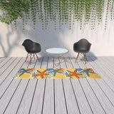 10' Blue And Yellow Indoor Outdoor Runner Rug