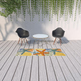 8' Blue And Orange Indoor Outdoor Runner Rug